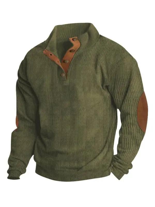 Men's Versatile Corduroy Outdoor Jacket - Stylish Stand-Up Collar Long Sleeve Sweatshirt for All Seasons - MENLL